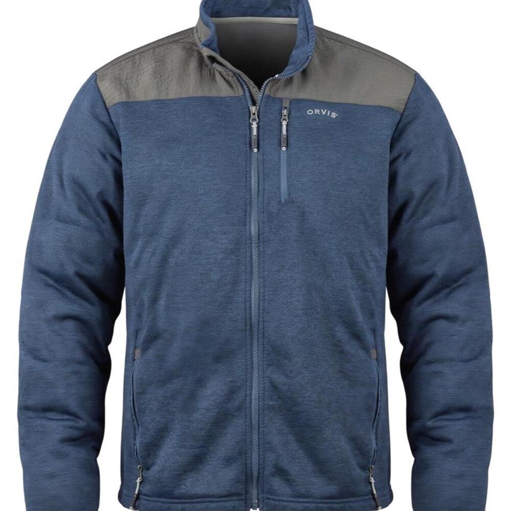 Orvis Fleece Jacket Mens XL Blue Gray Full Zip